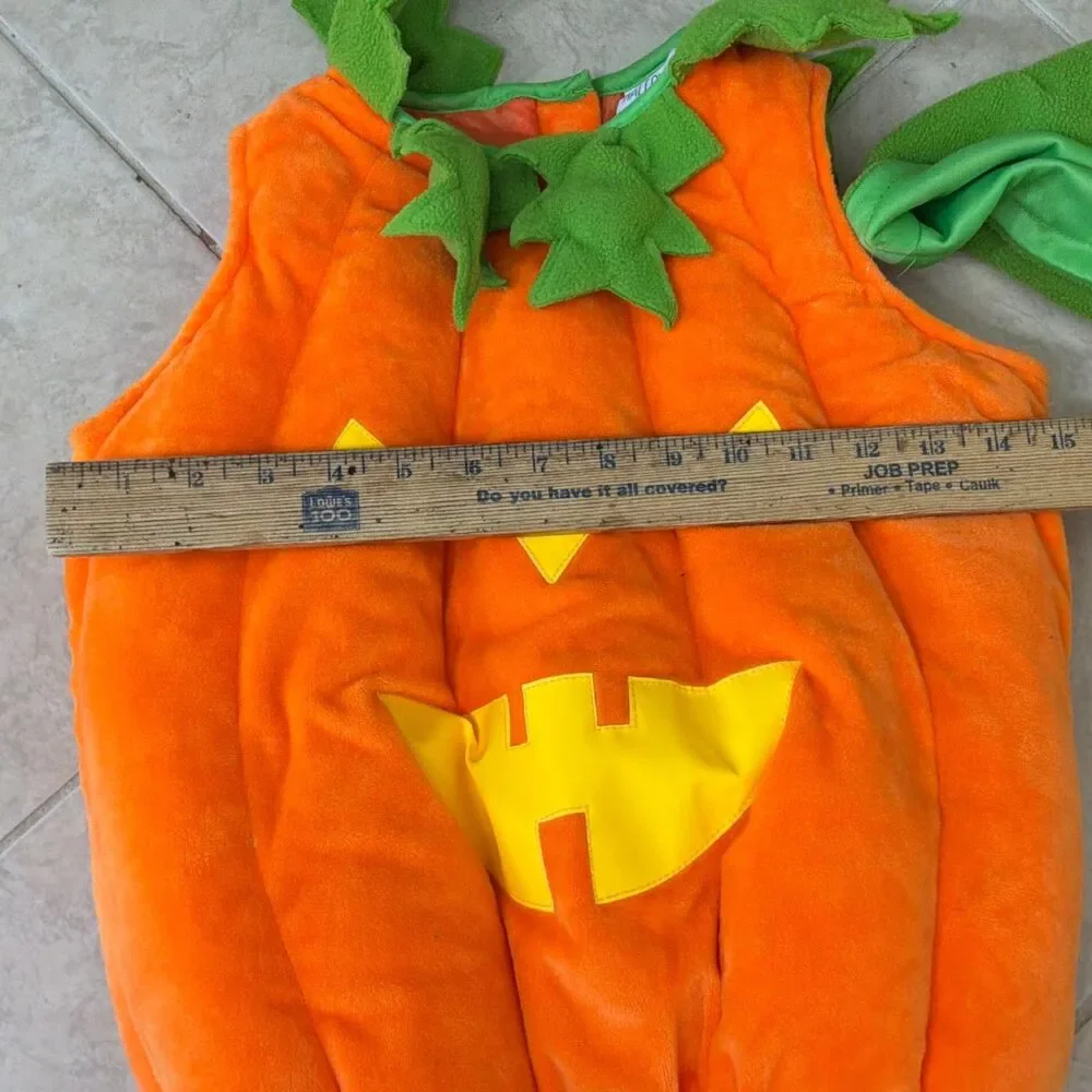 NWOT Hallow’s Eve Pumpkin Costume Toddler 3T Soft Puffy Orange Halloween w Hat